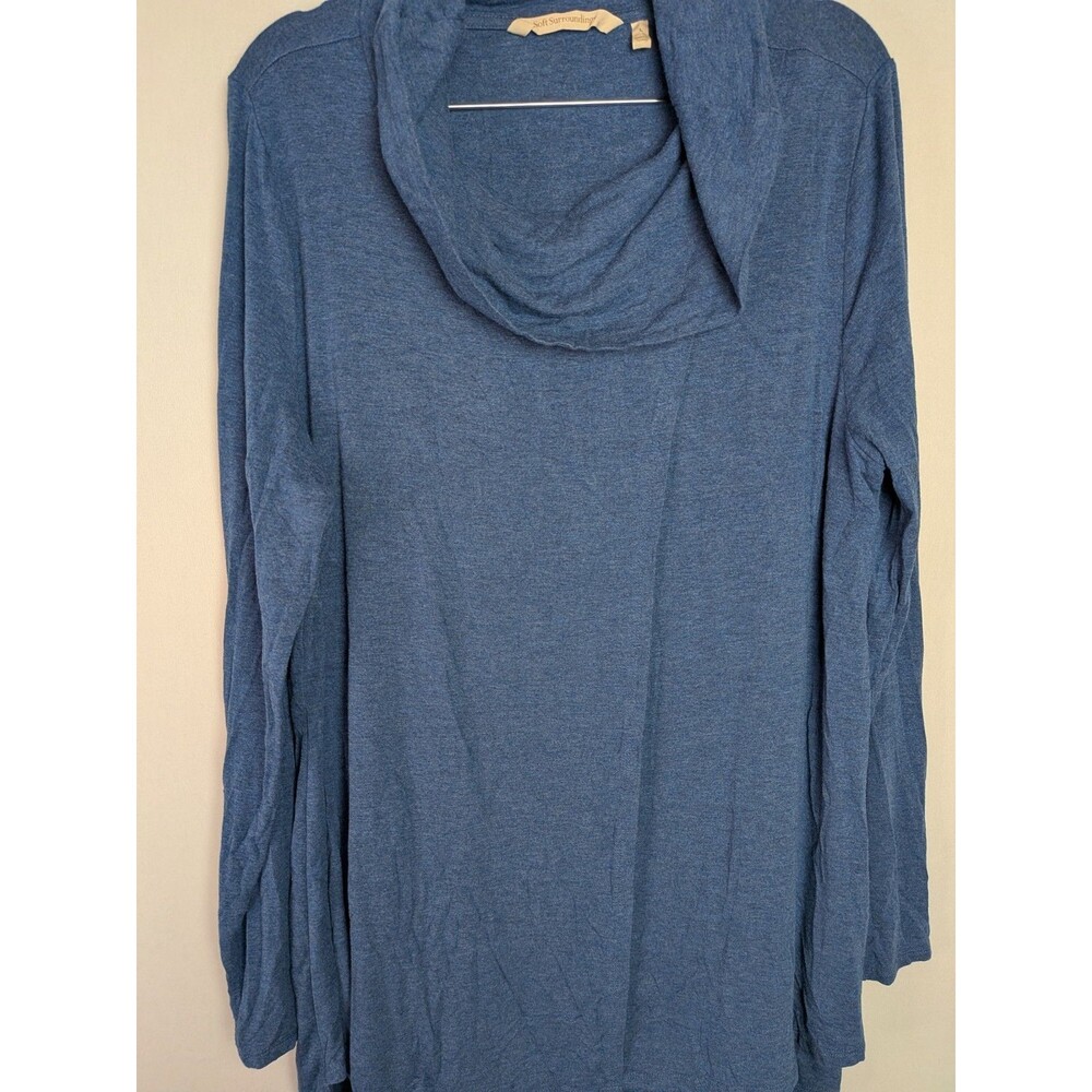 Soft Surroundings Shirt Womens L Wrap Around Asymmetrical Cut Cowl Neck Tunic - Picture 7 of 12